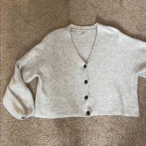 Cropped push sleeve cardigan